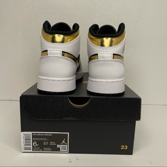 Nike Air Jordan 1 Retro Mid GS “White Gold” NEW - Picture 4 of 4